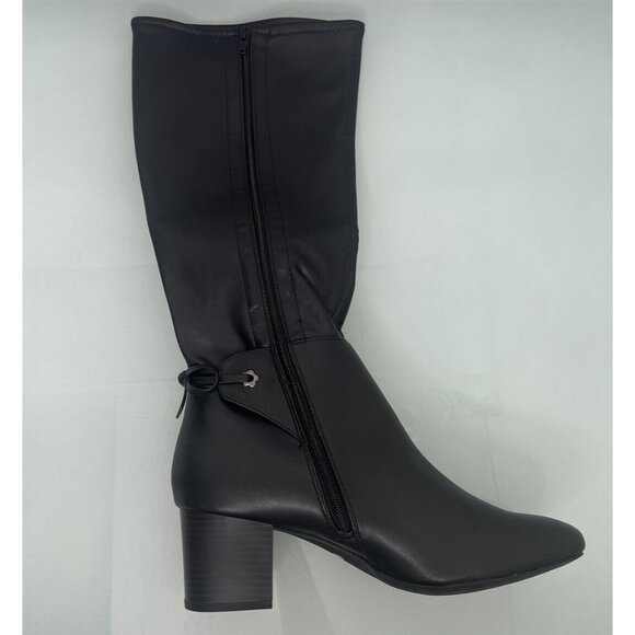 CHARTER CLUB Women's Block Heal Boots Black Y2K Zip-Up Faux Leather 11 New NIB - Picture 2 of 11